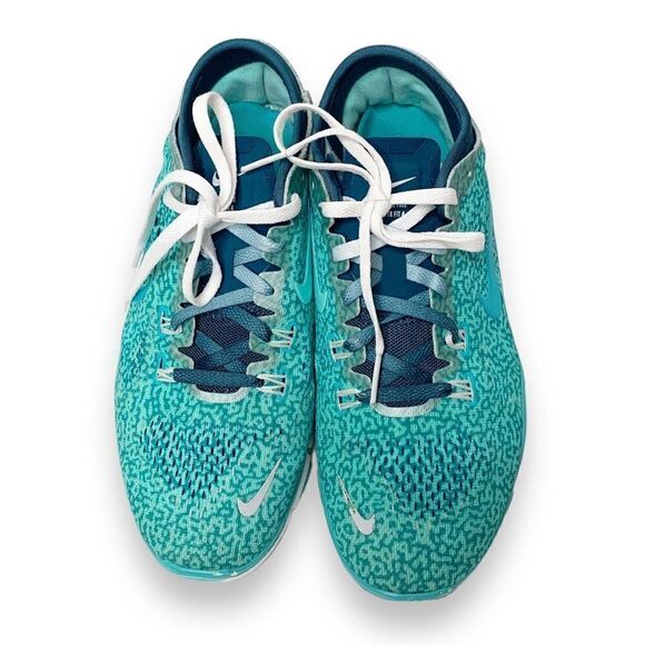 Nike Free 5.0 Tr Fit 4 Print Hyper Turquoise Space Blue Dusty Cactus Women’s 6.5 - Picture 2 of 12